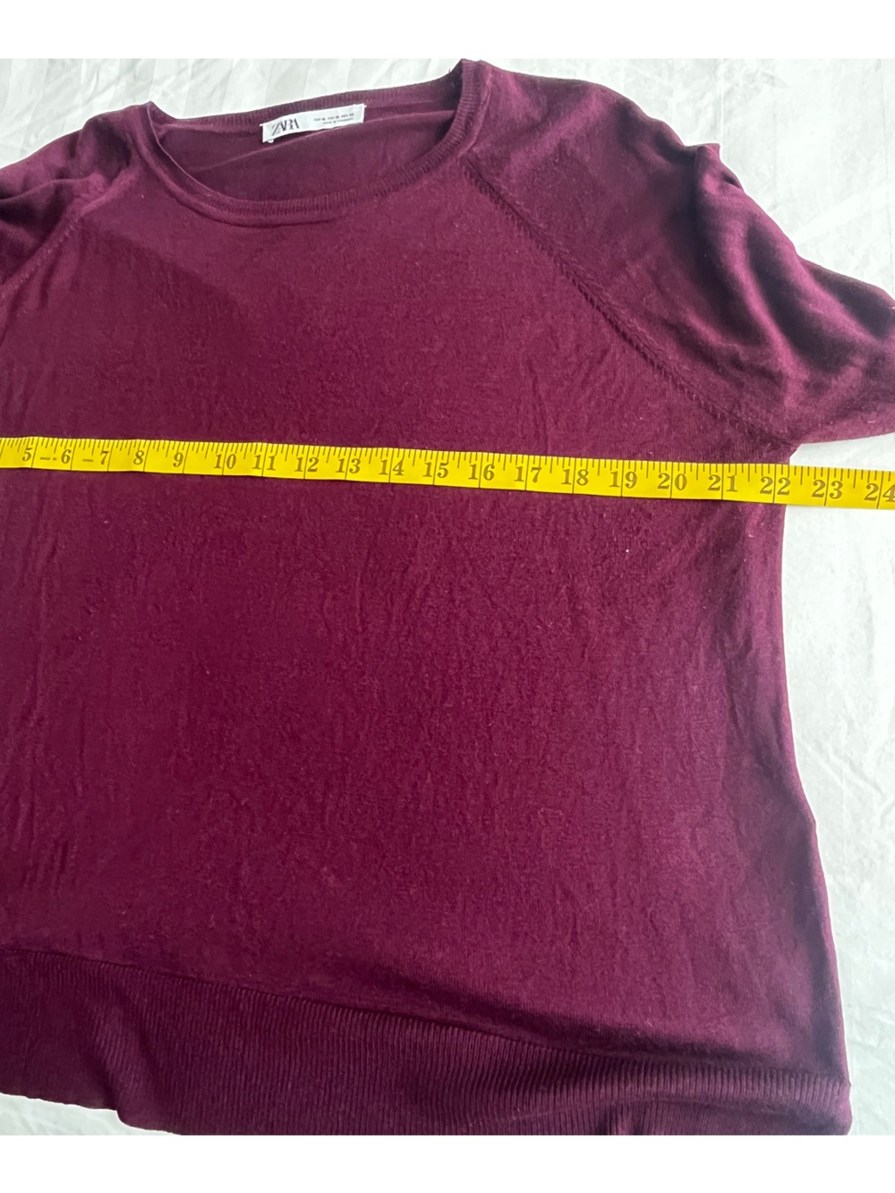 Zara Long Sleeve Crewneck fine knit Top - Deep Wine / Burgundy size XL - Picture 9 of 11